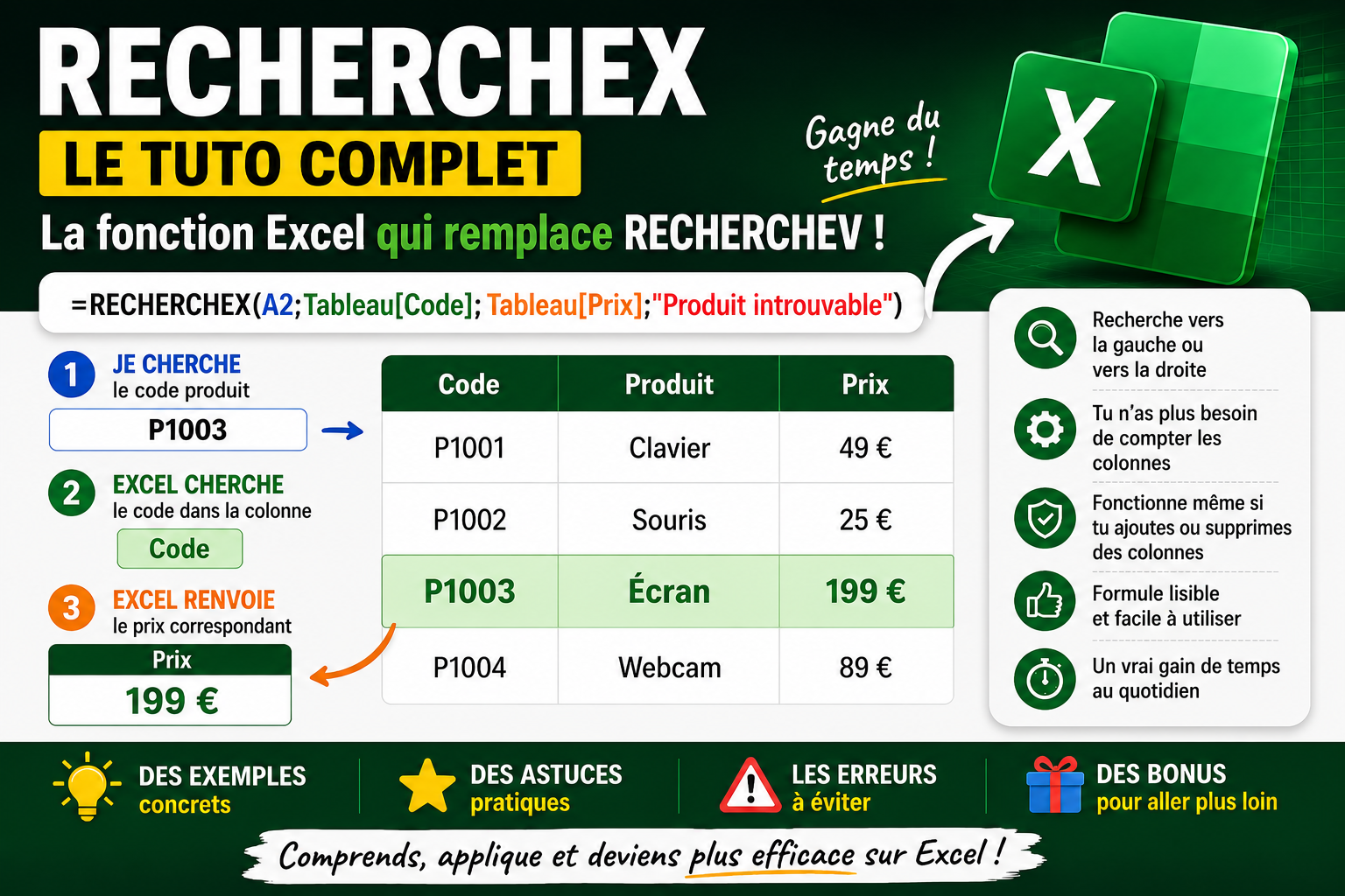 RECHERCHEX sur Excel